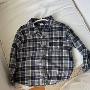 Old Navy Kids Plaid Button Down Shirt - Navy and White